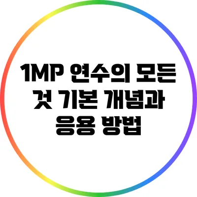 1MP 연수의 모든 것: 기본 개념과 응용 방법