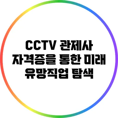 CCTV 관제사 자격증을 통한 미래 유망직업 탐색
