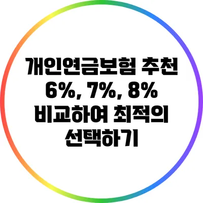 개인연금보험 추천: 6%, 7%, 8% 비교하여 최적의 선택하기