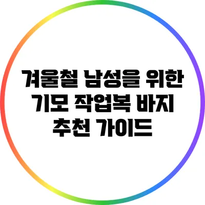 겨울철 남성을 위한 기모 작업복 바지 추천 가이드