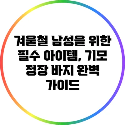 겨울철 남성을 위한 필수 아이템, 기모 정장 바지 완벽 가이드