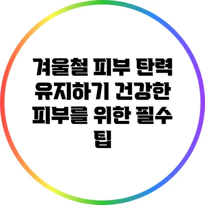 겨울철 피부 탄력 유지하기: 건강한 피부를 위한 필수 팁