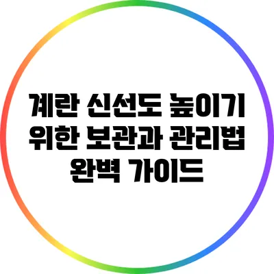 계란 신선도 높이기 위한 보관과 관리법 완벽 가이드