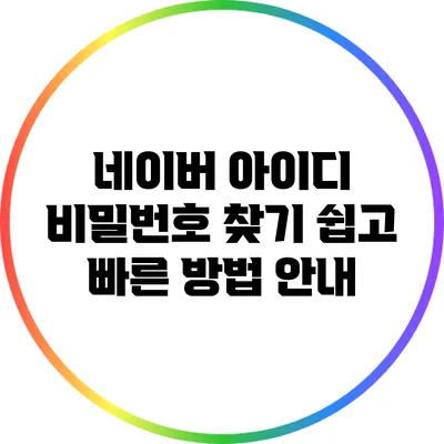 네이버 아이디 비밀번호 찾기: 쉽고 빠른 방법 안내