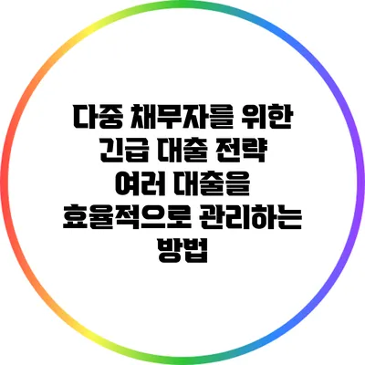 다중 채무자를 위한 긴급 대출 전략: 여러 대출을 효율적으로 관리하는 방법