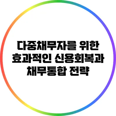 다중채무자를 위한 효과적인 신용회복과 채무통합 전략