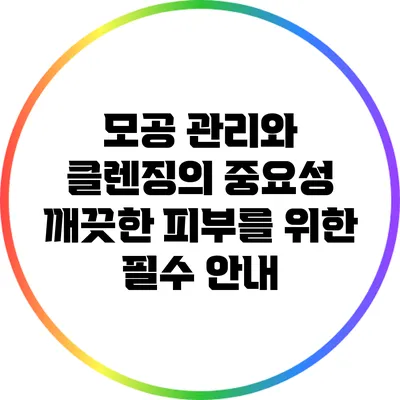 모공 관리와 클렌징의 중요성: 깨끗한 피부를 위한 필수 안내
