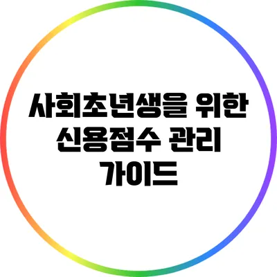 사회초년생을 위한 신용점수 관리 가이드