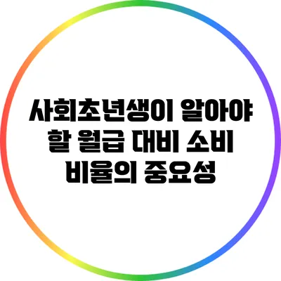 사회초년생이 알아야 할 월급 대비 소비 비율의 중요성