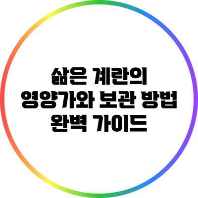 삶은 계란의 영양가와 보관 방법 완벽 가이드
