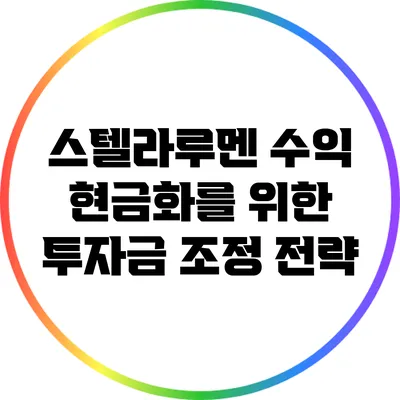 스텔라루멘 수익 현금화를 위한 투자금 조정 전략