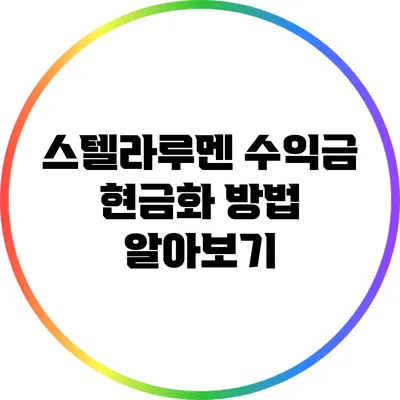 스텔라루멘 수익금 현금화 방법 알아보기