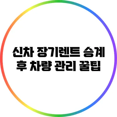 신차 장기렌트 승계 후 차량 관리 꿀팁
