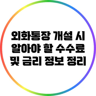 외화통장 개설 시 알아야 할 수수료 및 금리 정보 정리