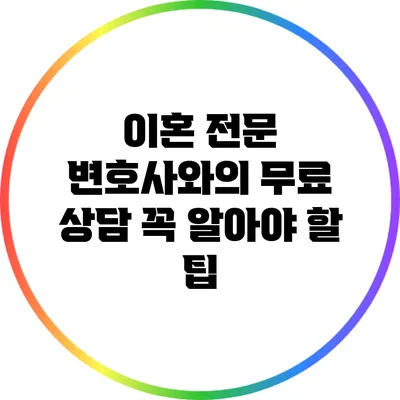 이혼 전문 변호사와의 무료 상담: 꼭 알아야 할 팁