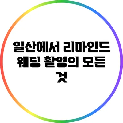 일산에서 리마인드 웨딩 촬영의 모든 것