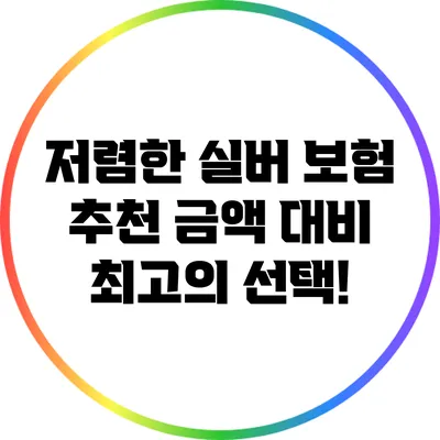 저렴한 실버 보험 추천: 금액 대비 최고의 선택!