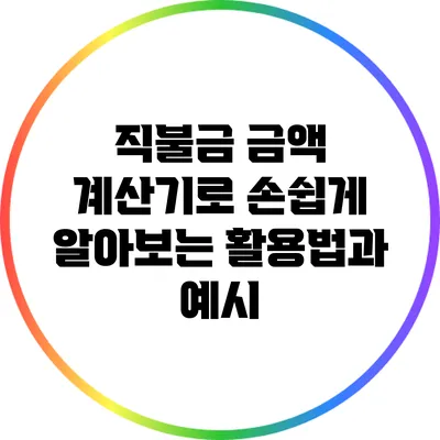 직불금 금액 계산기로 손쉽게 알아보는 활용법과 예시