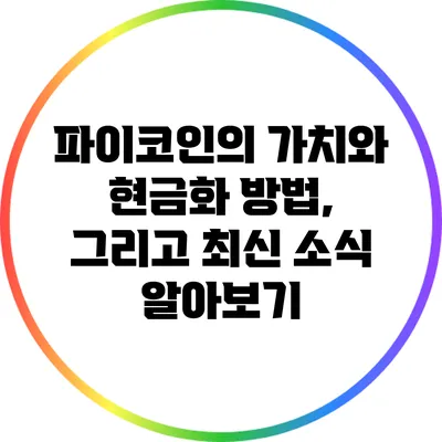 파이코인의 가치와 현금화 방법, 그리고 최신 소식 알아보기