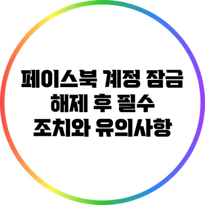 페이스북 계정 잠금 해제 후 필수 조치와 유의사항