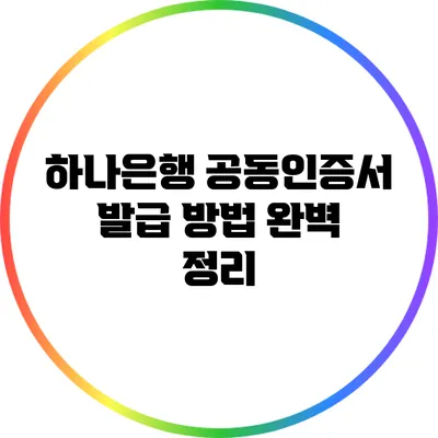 하나은행 공동인증서 발급 방법 완벽 정리