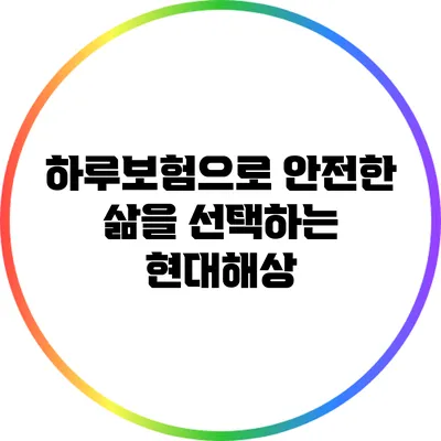 하루보험으로 안전한 삶을 선택하는 현대해상