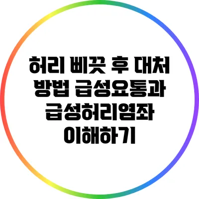 허리 삐끗 후 대처 방법: 급성요통과 급성허리염좌 이해하기
