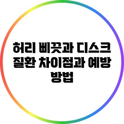 허리 삐끗과 디스크 질환: 차이점과 예방 방법