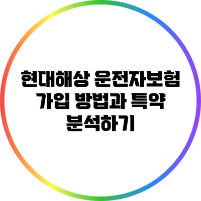 현대해상 운전자보험: 가입 방법과 특약 분석하기