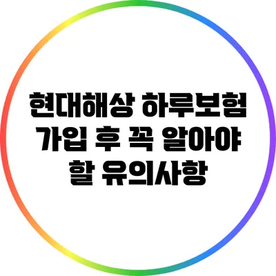 현대해상 하루보험 가입 후 꼭 알아야 할 유의사항