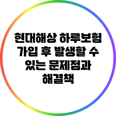 현대해상 하루보험 가입 후 발생할 수 있는 문제점과 해결책