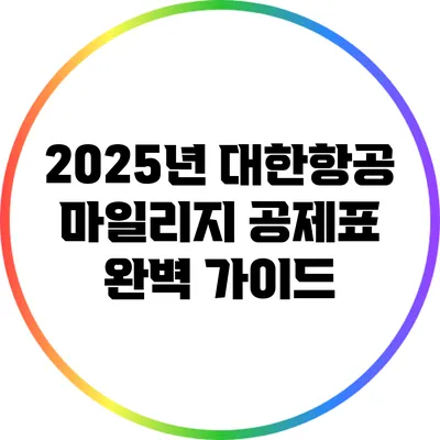 2025년 대한항공 마일리지 공제표 완벽 가이드