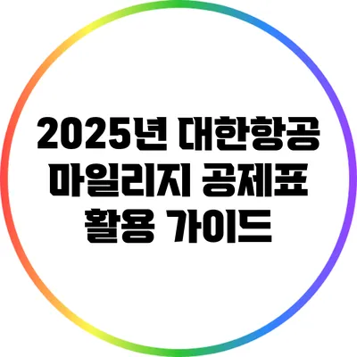 2025년 대한항공 마일리지 공제표 활용 가이드