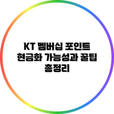 KT 멤버십 포인트 현금화 가능성과 꿀팁 총정리