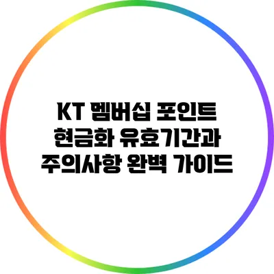 KT 멤버십 포인트 현금화: 유효기간과 주의사항 완벽 가이드