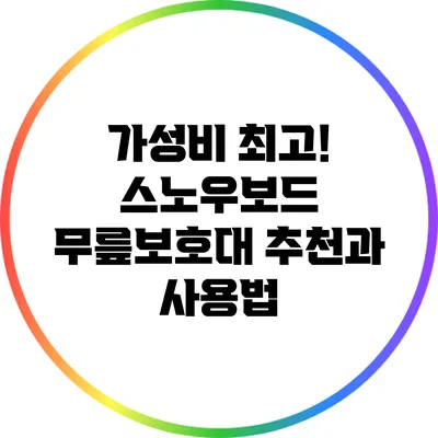 가성비 최고! 스노우보드 무릎보호대 추천과 사용법