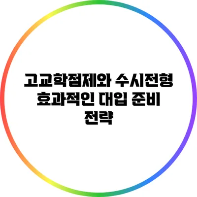 고교학점제와 수시전형: 효과적인 대입 준비 전략