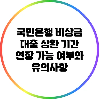 국민은행 비상금 대출 상환 기간 연장 가능 여부와 유의사항
