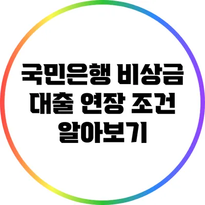 국민은행 비상금 대출 연장 조건 알아보기