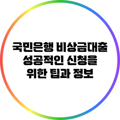 국민은행 비상금대출: 성공적인 신청을 위한 팁과 정보