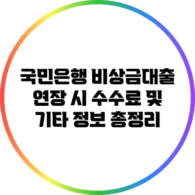 국민은행 비상금대출 연장 시 수수료 및 기타 정보 총정리