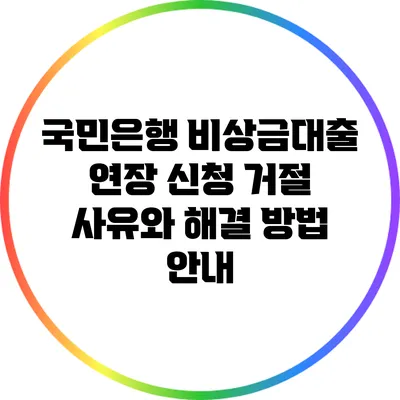 국민은행 비상금대출 연장 신청 거절 사유와 해결 방법 안내