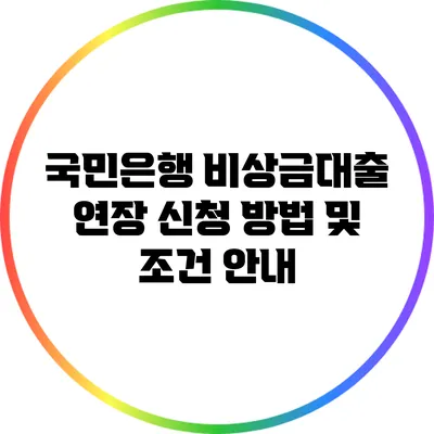 국민은행 비상금대출 연장 신청 방법 및 조건 안내