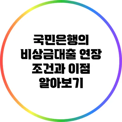국민은행의 비상금대출 연장 조건과 이점 알아보기