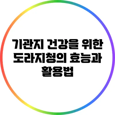 기관지 건강을 위한 도라지청의 효능과 활용법