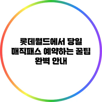 롯데월드에서 당일 매직패스 예약하는 꿀팁 완벽 안내