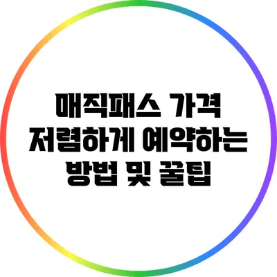 매직패스 가격 저렴하게 예약하는 방법 및 꿀팁