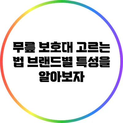 무릎 보호대 고르는 법: 브랜드별 특성을 알아보자