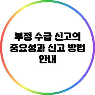 부정 수급 신고의 중요성과 신고 방법 안내