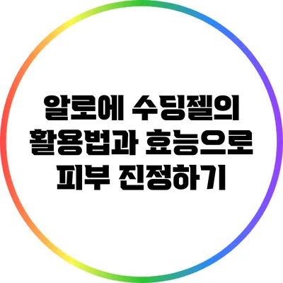 알로에 수딩젤의 활용법과 효능으로 피부 진정하기